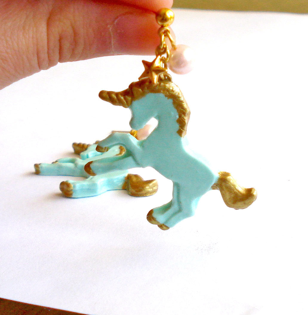 Pastel Golden Unicorn Earrings
