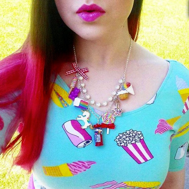 Kawaii Rainbow Candy Shop Statement Necklace