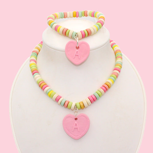 Custom Initial Faux Candy Necklace & Bracelet SET  - Fatally Feminine Designs