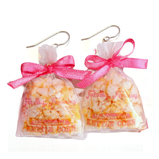 Popcorn Kettle Corn Bag Earrings - Hypoallergenic  - Fatally Feminine Designs