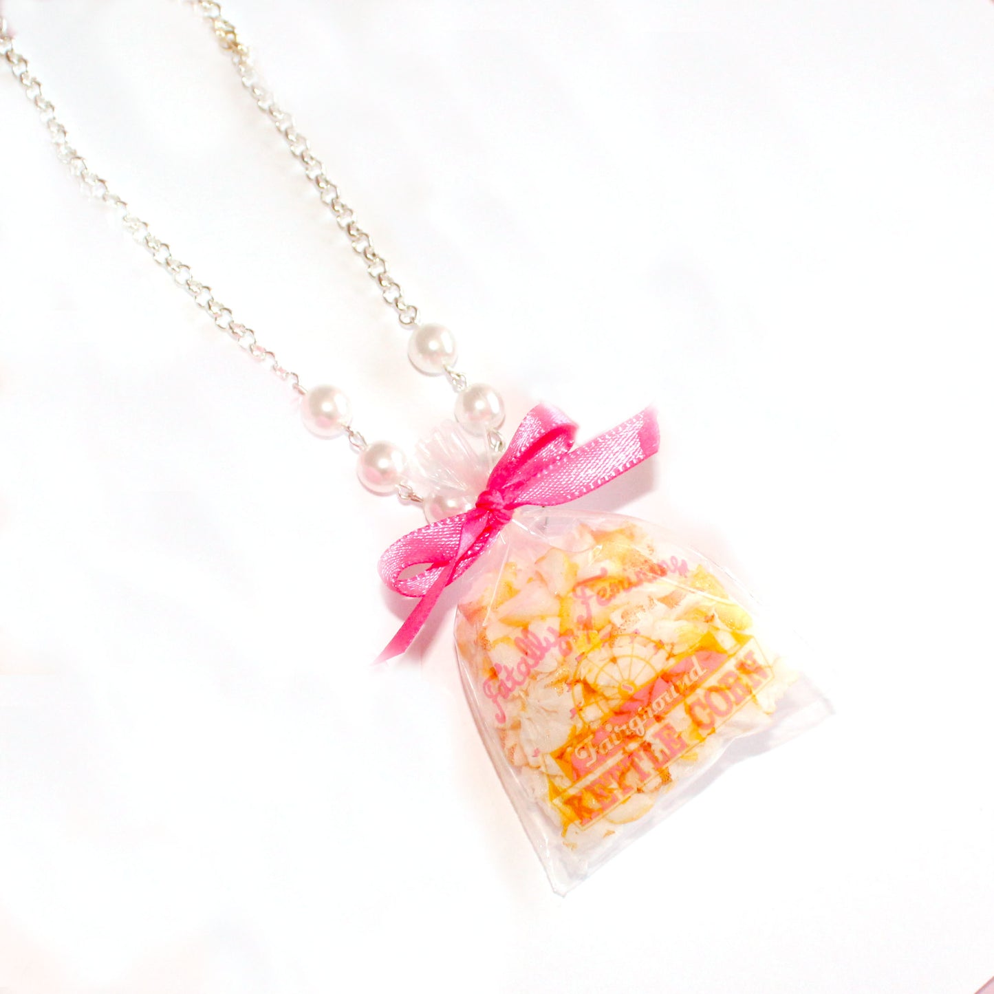 Popcorn Kettle Corn Bag Necklace - Gold or Silver - Fatally Feminine Designs