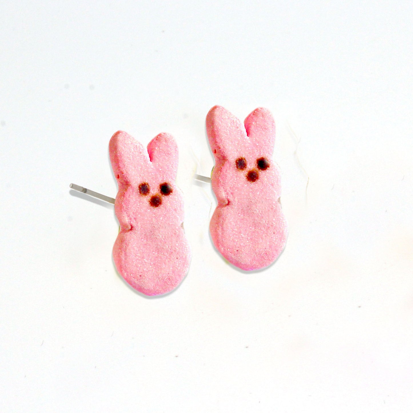 Marshmallow Bunny Stud Earrings - Hypoallergenic Steel - Fatally Feminine Designs