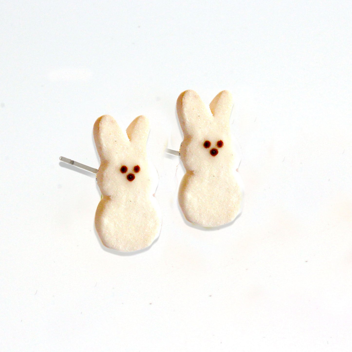 Marshmallow Bunny Stud Earrings - Hypoallergenic Steel - Fatally Feminine Designs