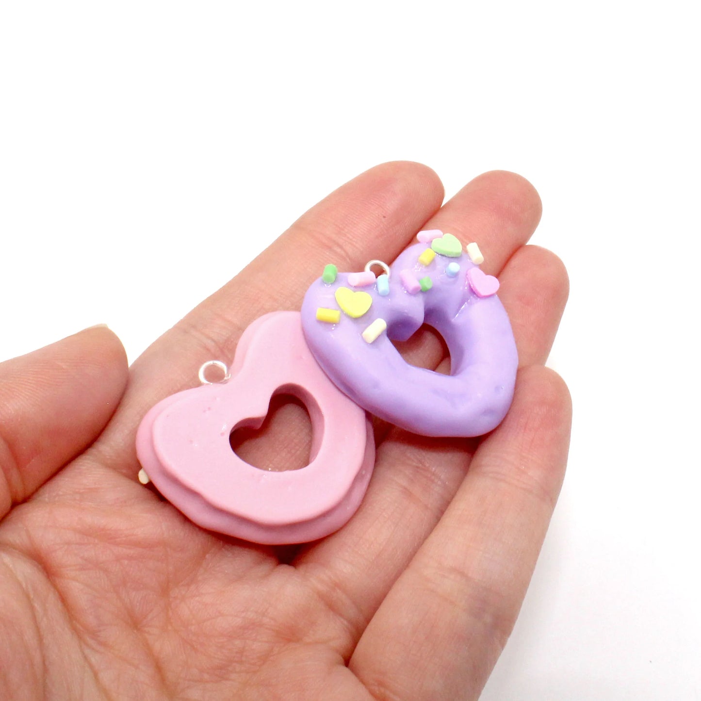 Heart Donut Earrings - Pink or Purple - Hypoallergenic - Fatally Feminine Designs