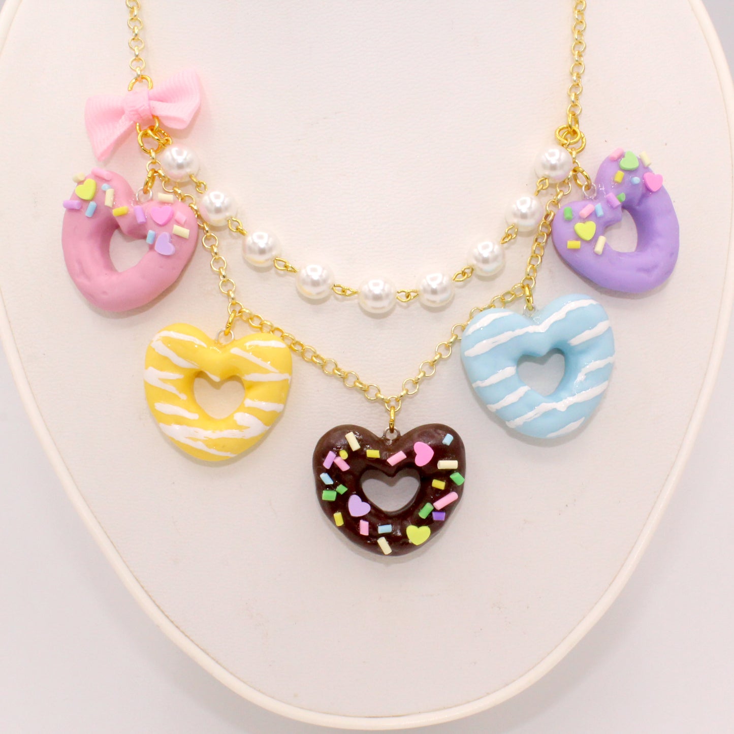 Heart Donut Statement Necklace - Gold or Silver - Fatally Feminine Designs