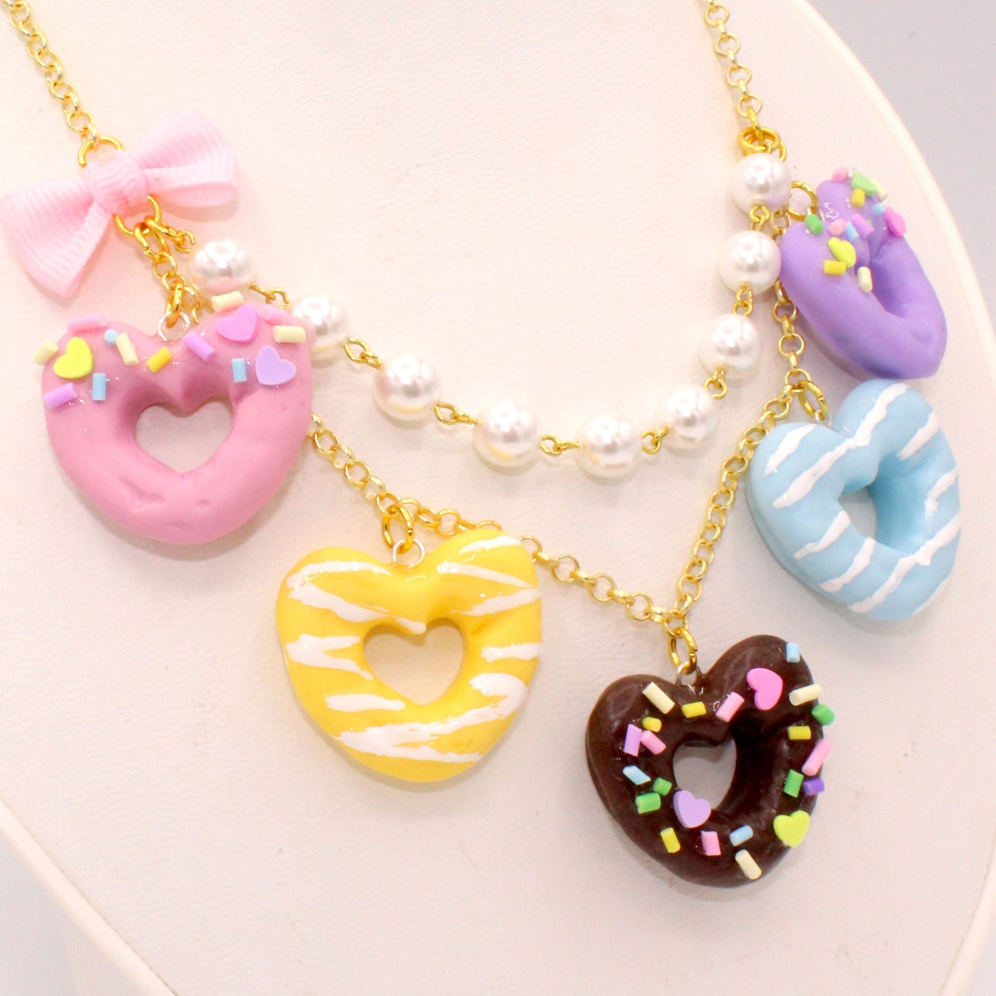 Heart Donut Statement Necklace - Gold or Silver - Fatally Feminine Designs