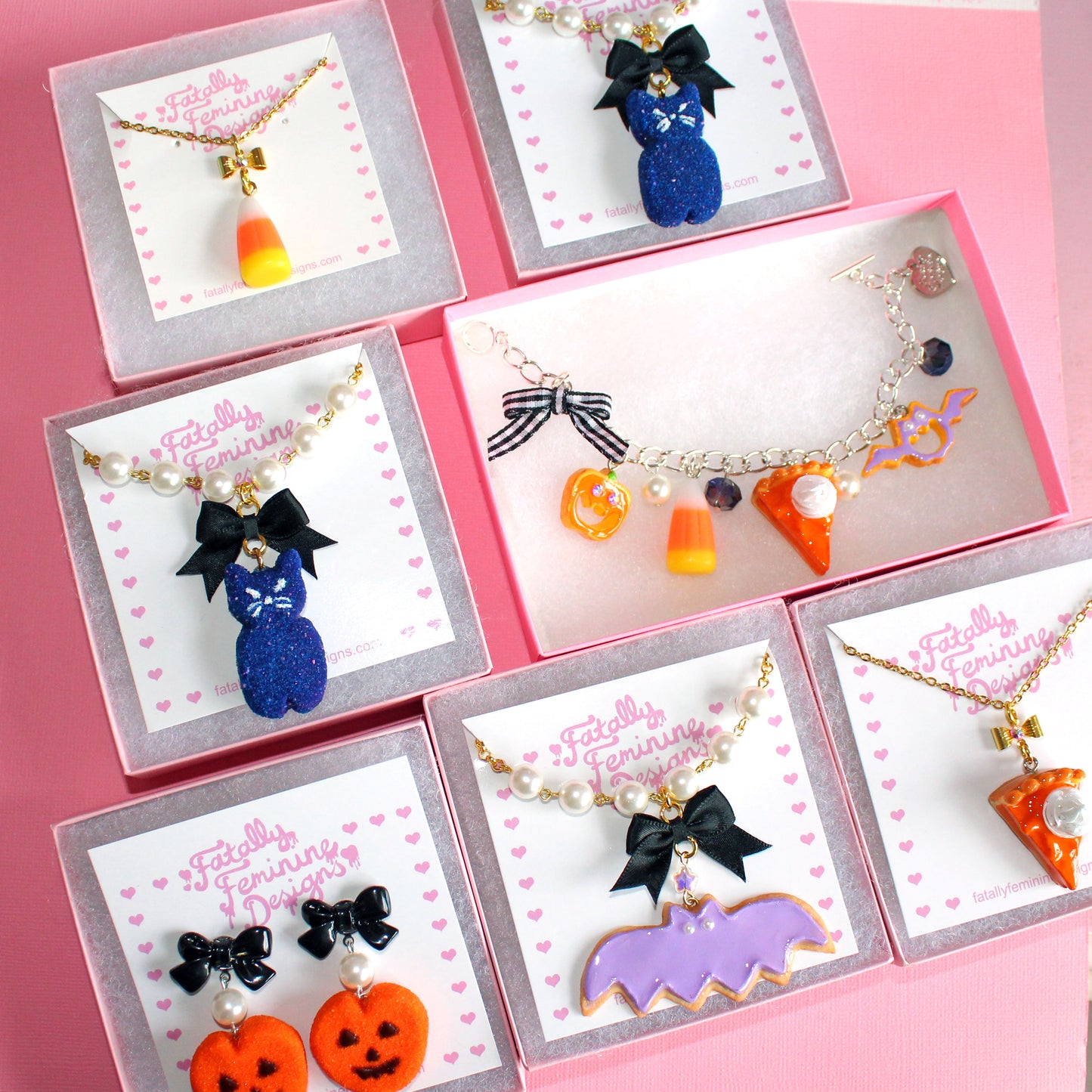 Black Cat Marshmallow Necklace - Fatally Feminine Designs