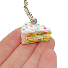 Load image into Gallery viewer, Confetti Cake Necklace, Funfetti Birthday Cake Slice Charm Necklace
