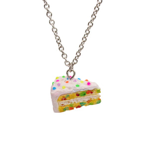 Confetti Cake Earring & Necklace Set, Funfetti Birthday Cake Charm Jewelry