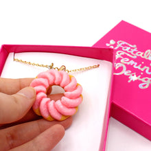 Load image into Gallery viewer, Personalized Donut Initial Cute Charm Jewelry for Women Happy Birthday Necklace Rainbow Pastel Kawaii Birthday Gift for Friend Handmade Gold Pendant
