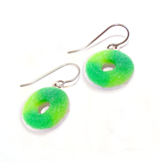 Gummy Apple Ring Candy Earrings - Gold or Silver - Fatally Feminine Designs