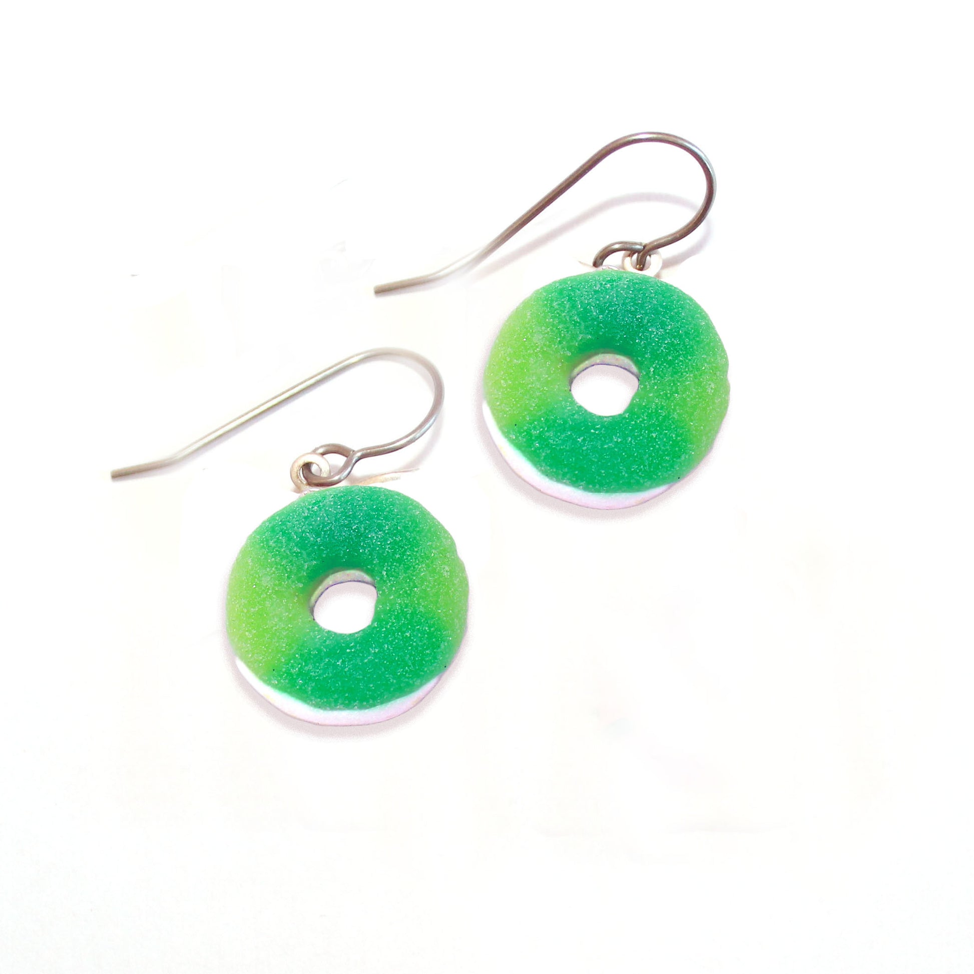 Gummy Apple Ring Candy Earrings - Gold or Silver - Fatally Feminine Designs