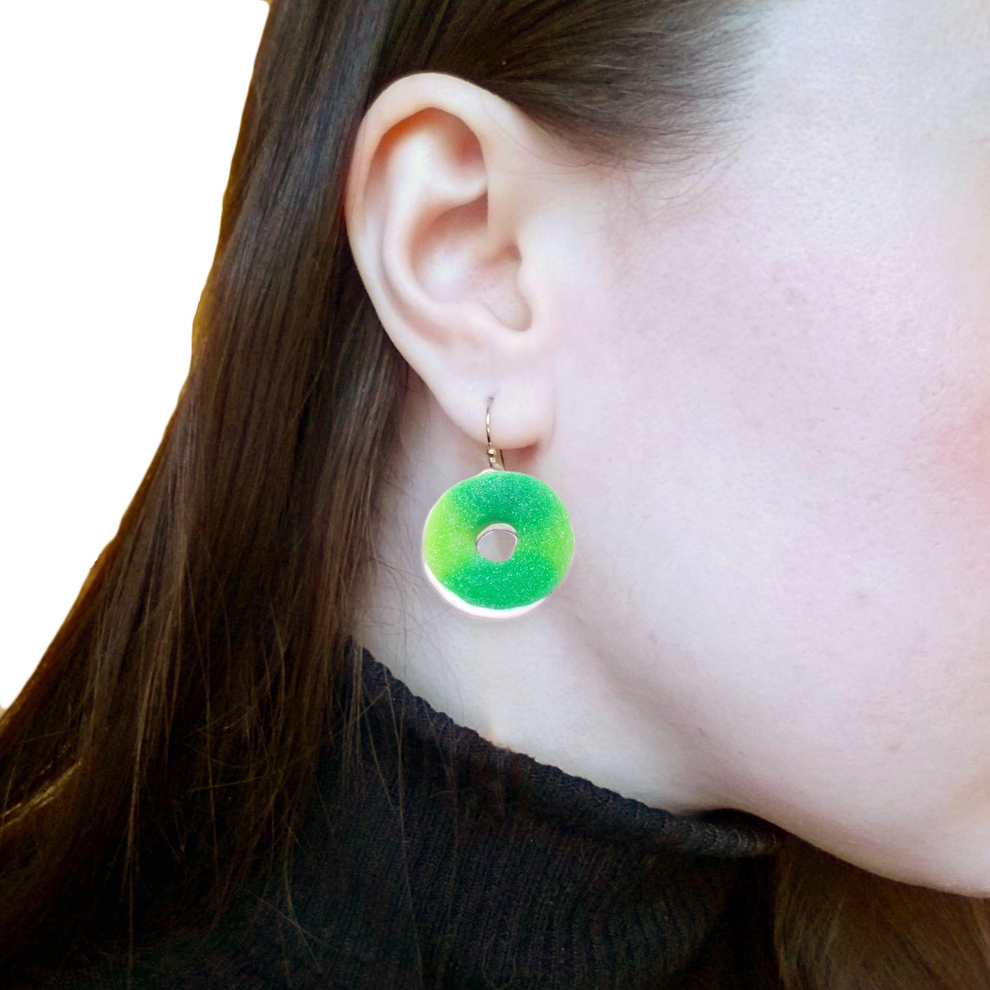 Gummy Apple Ring Candy Earrings - Gold or Silver - Fatally Feminine Designs