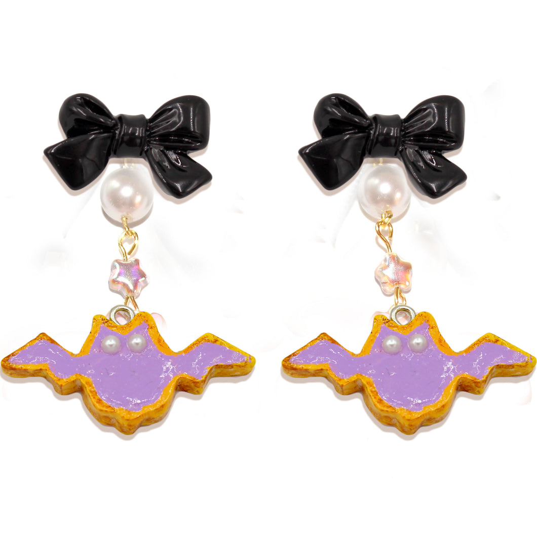 Purple Pastel Bat Cookies Earrings - Fatally Feminine Designs