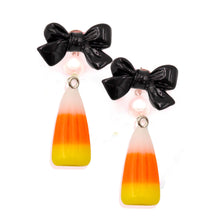 Load image into Gallery viewer, Candy Corn Bow Earrings - Fatally Feminine Designs
