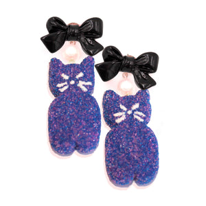 Cute Autumn Statement Earrings Black Cat Handmade Cute Charm Jewelry for Woman