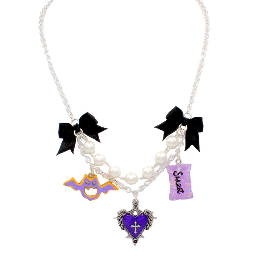 Mini Creepy Cute Statement Necklace, Kawaii Autumn Charm Jewelry, Handmade in the USA