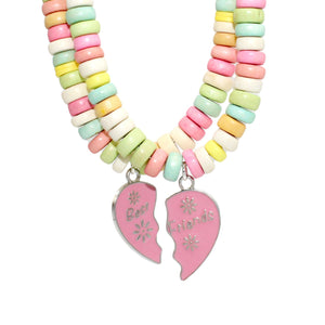BFF Set Rainbow Faux Candy Choker Best Friends Necklaces Kidcore Handmade Cute Charm Jewelry for Women Kawaii Birthday Gift for Best Friend