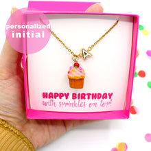 Load image into Gallery viewer, Cute Charm Jewlery For Women Personalized Initial Cupcake Necklace Kawaii Handmade Birthday Gift
