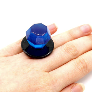 Jewelie a Unique Engagement Ring, Men or Women Promise Ring, Handmade Resin Fashion Jewelry Gift Blue
