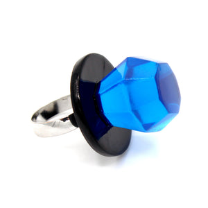 Jewelie Pop Ring Non Traditional Engagement Ring Resin Handmade Jewelry Gift Men Women Blue Black