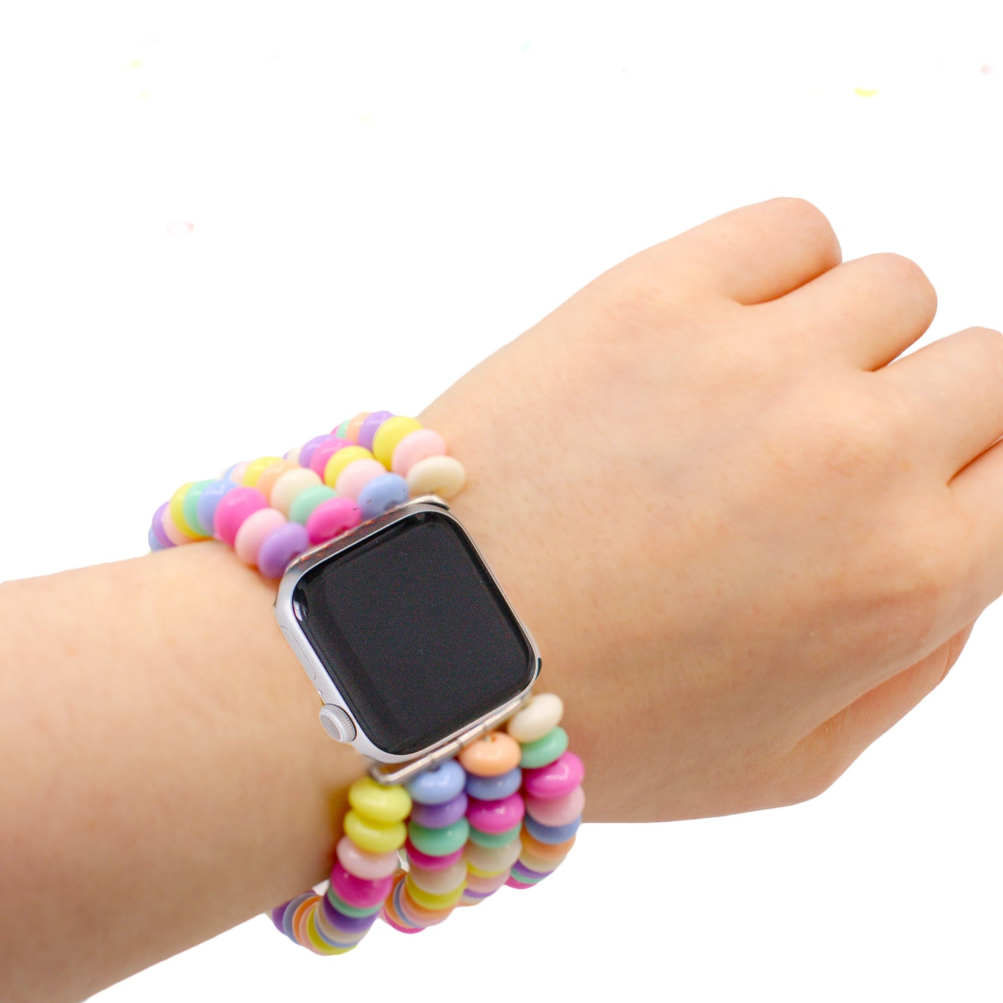 Pastel Beaded Smart Watch Band for Apple Watches, Stretchy for Comfort, Water Resistant, Custom Width, Handmade in the USA