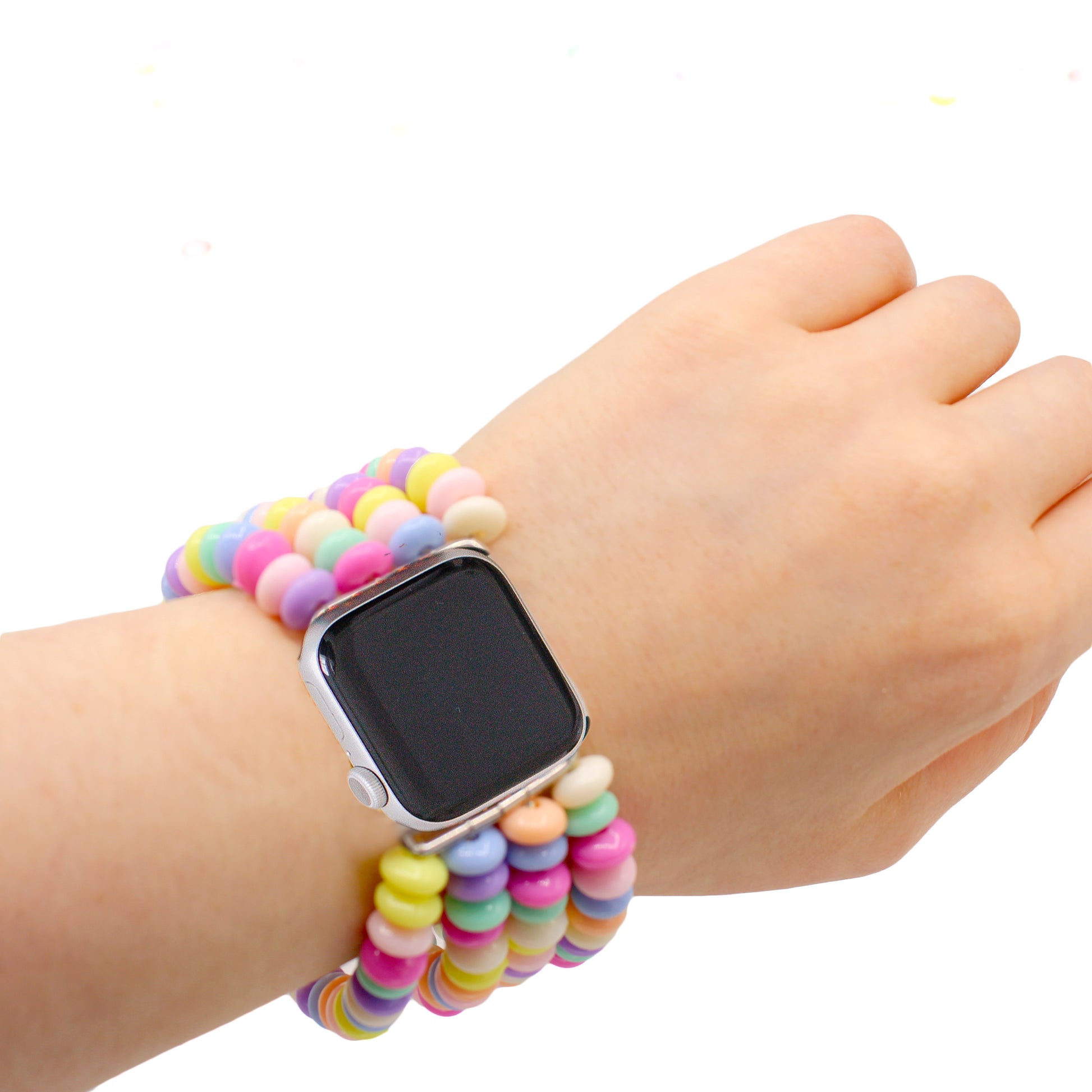 Pastel Beaded Smart Watch Band for Apple Watches, Stretchy for Comfort, Water Resistant, Custom Width, Handmade in the USA