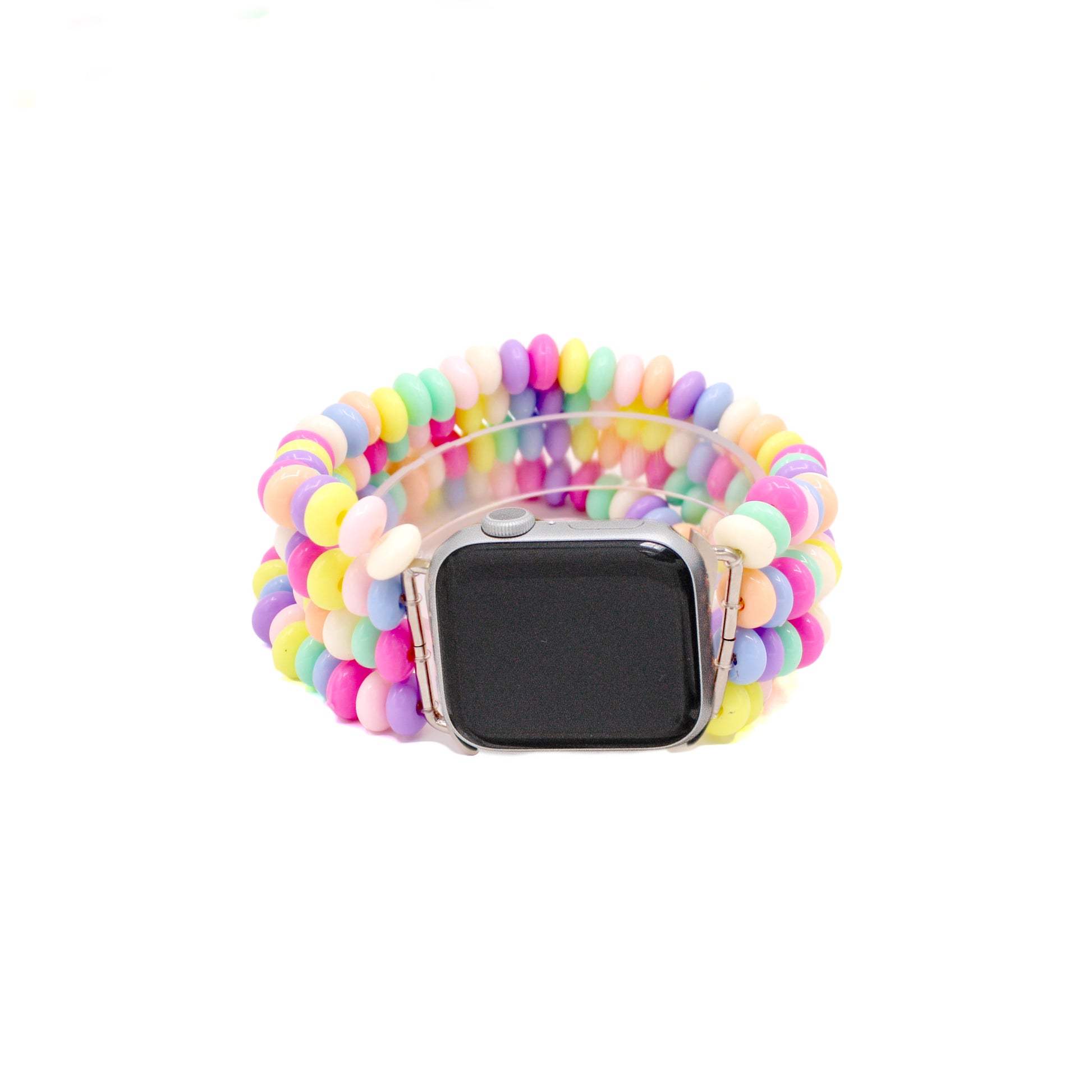 Pastel Beaded Smart Watch Band for Apple Watches, Stretchy for Comfort, Water Resistant, Custom Width, Handmade in the USA