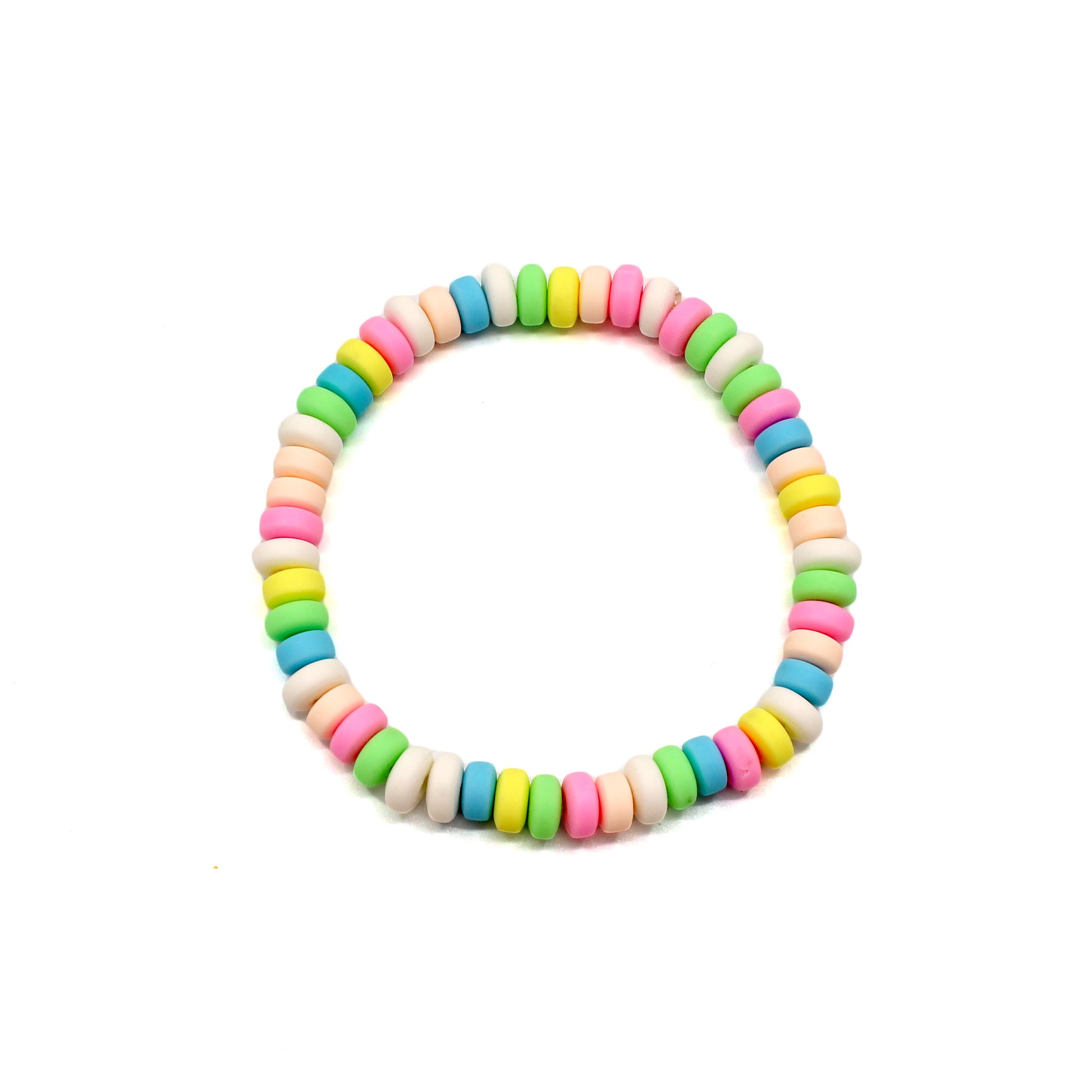 Bright Pastel Rainbow Faux Candy Bracelet Stretchy Handmade Kandi Clay Kawaii Jewelry