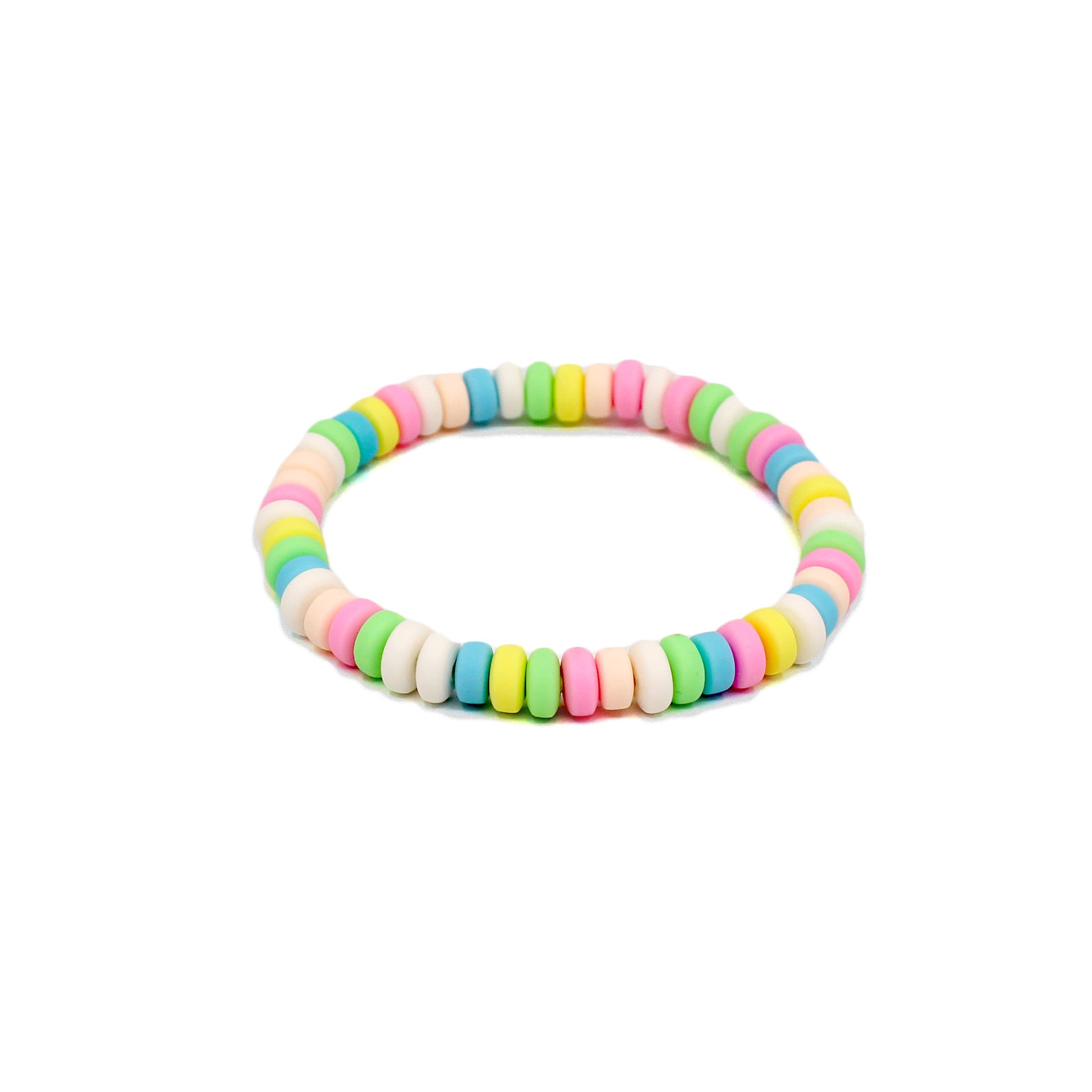 Bright Pastel Rainbow Faux Candy Bracelet Stretchy Handmade Kandi Clay Kawaii Jewelry