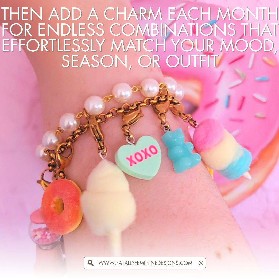 Charm Club Monthly Jewelry Subscription Box, Bracelet or Necklace, Fully Customizable, Fatally Feminine Designs