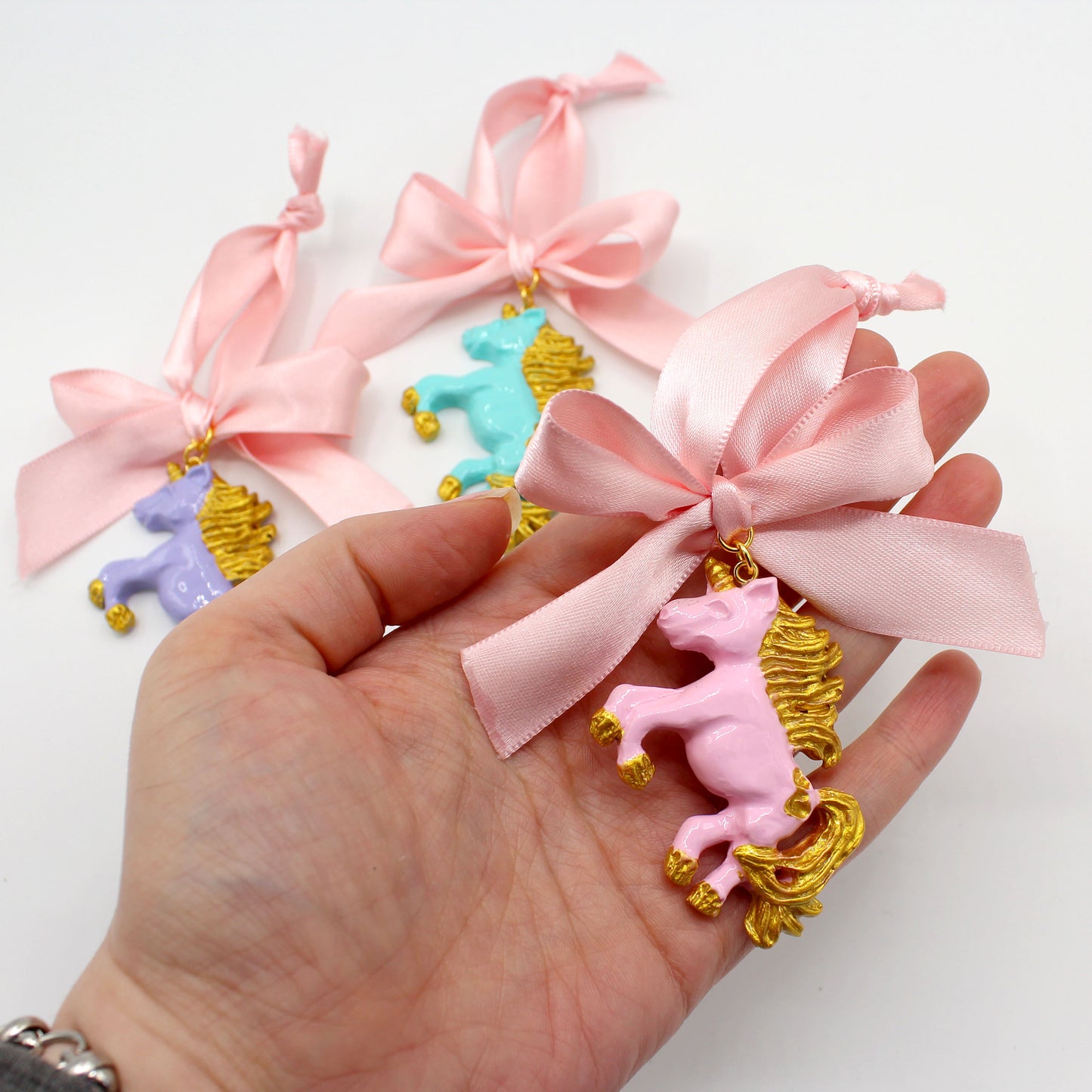 Pastel Unicorn Christmas Ornament, Kawaii Girly Pink Bow Ornament, Handmade in the USA by Fatally Feminine
