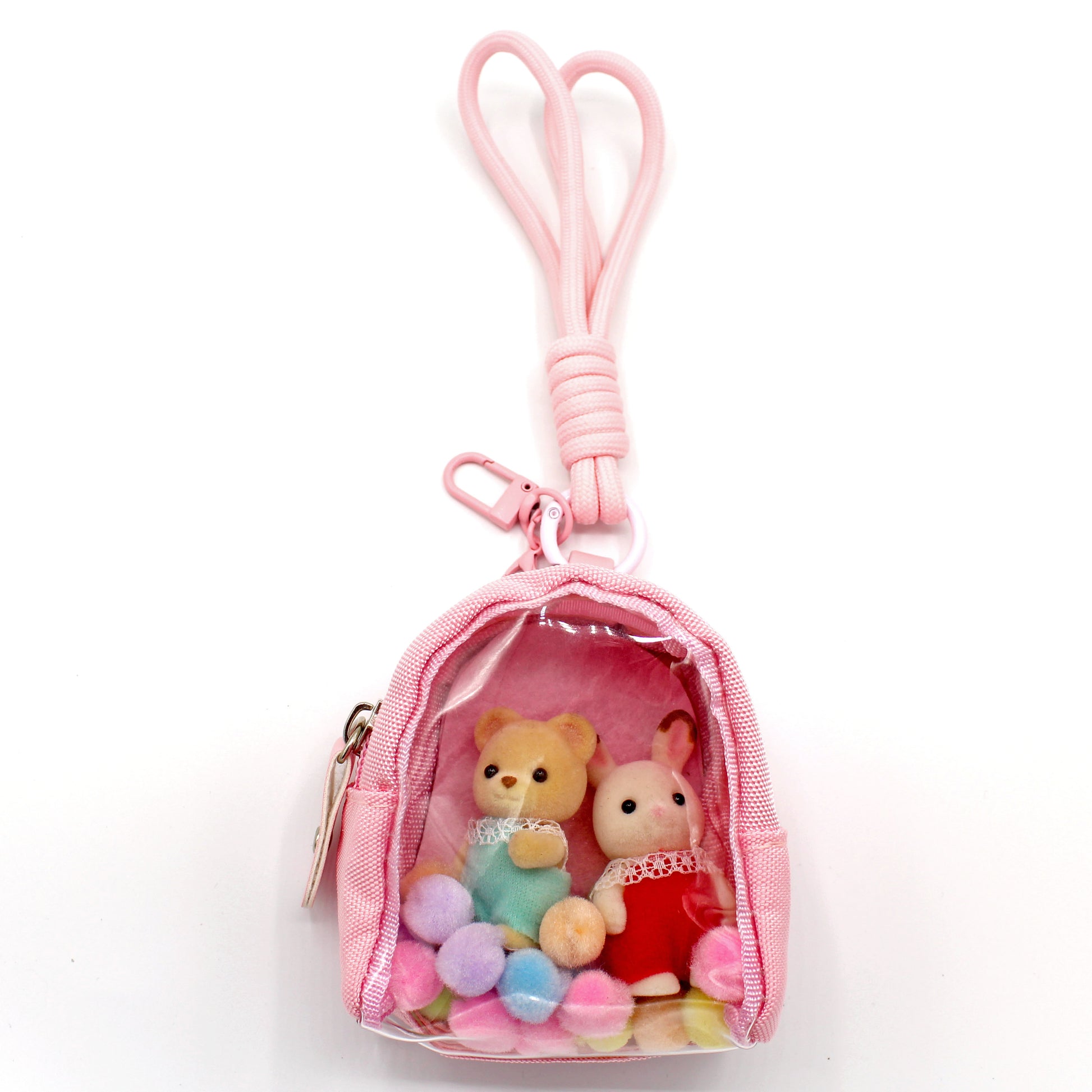 Clear Figure Display Bag with Keychain, Kawaii Pink Purse Accessory, Handmade in the USA by Fatally Feminine
