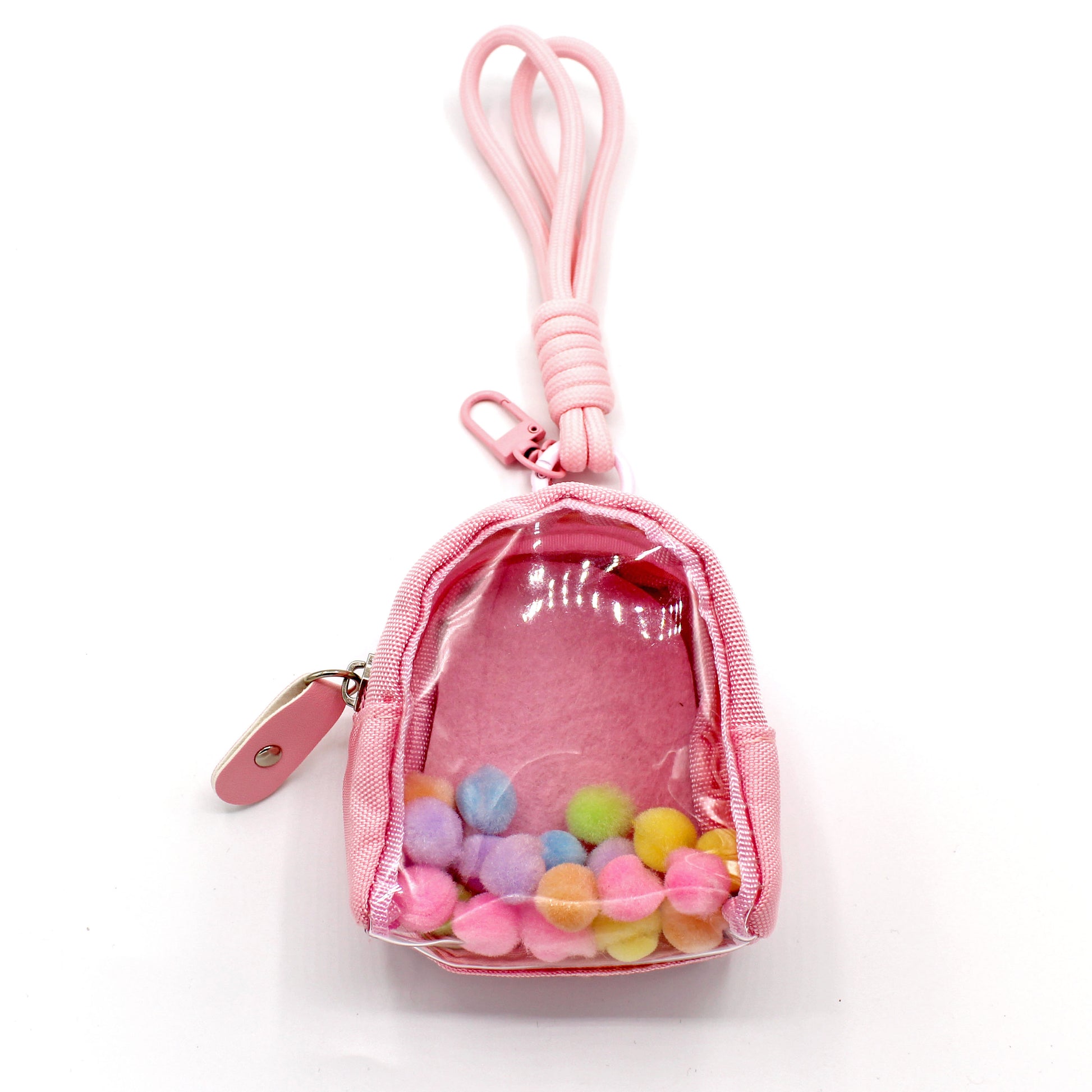 Clear Figure Display Bag with Keychain, Kawaii Pink Purse Accessory, Handmade in the USA by Fatally Feminine