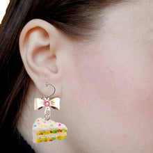 Load image into Gallery viewer, Confetti Cake Earrings, Funfetti Birthday Cake Slice Charm Earrings
