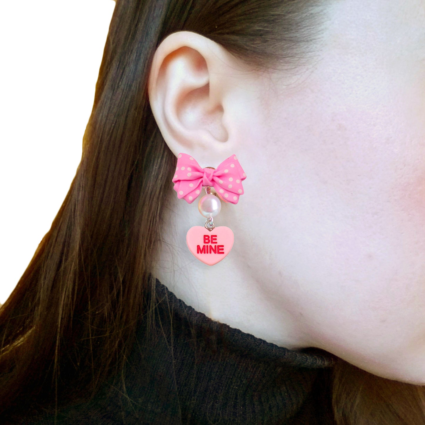 Bow Candy Heart Statement Earrings - Multiple Colors - Handmade in the USA by Fatally Feminine