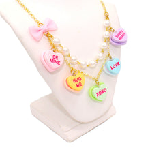 Load image into Gallery viewer, Candy Heart Statement Necklace - Valentine&#39;s Day Conversation Charm Jewelry - Fatally Feminine Designs
