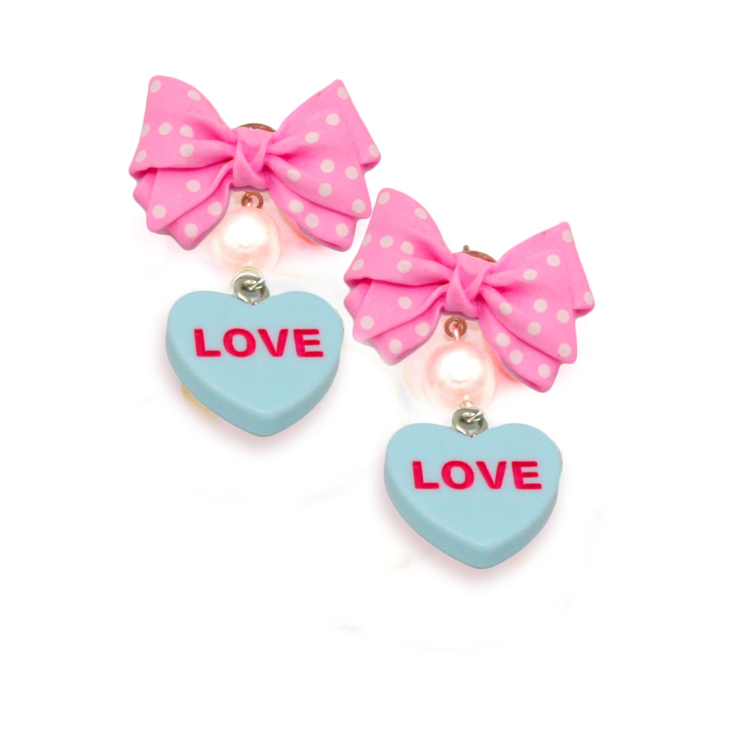 Bow Candy Heart Statement Earrings - Multiple Colors - Handmade in the USA by Fatally Feminine