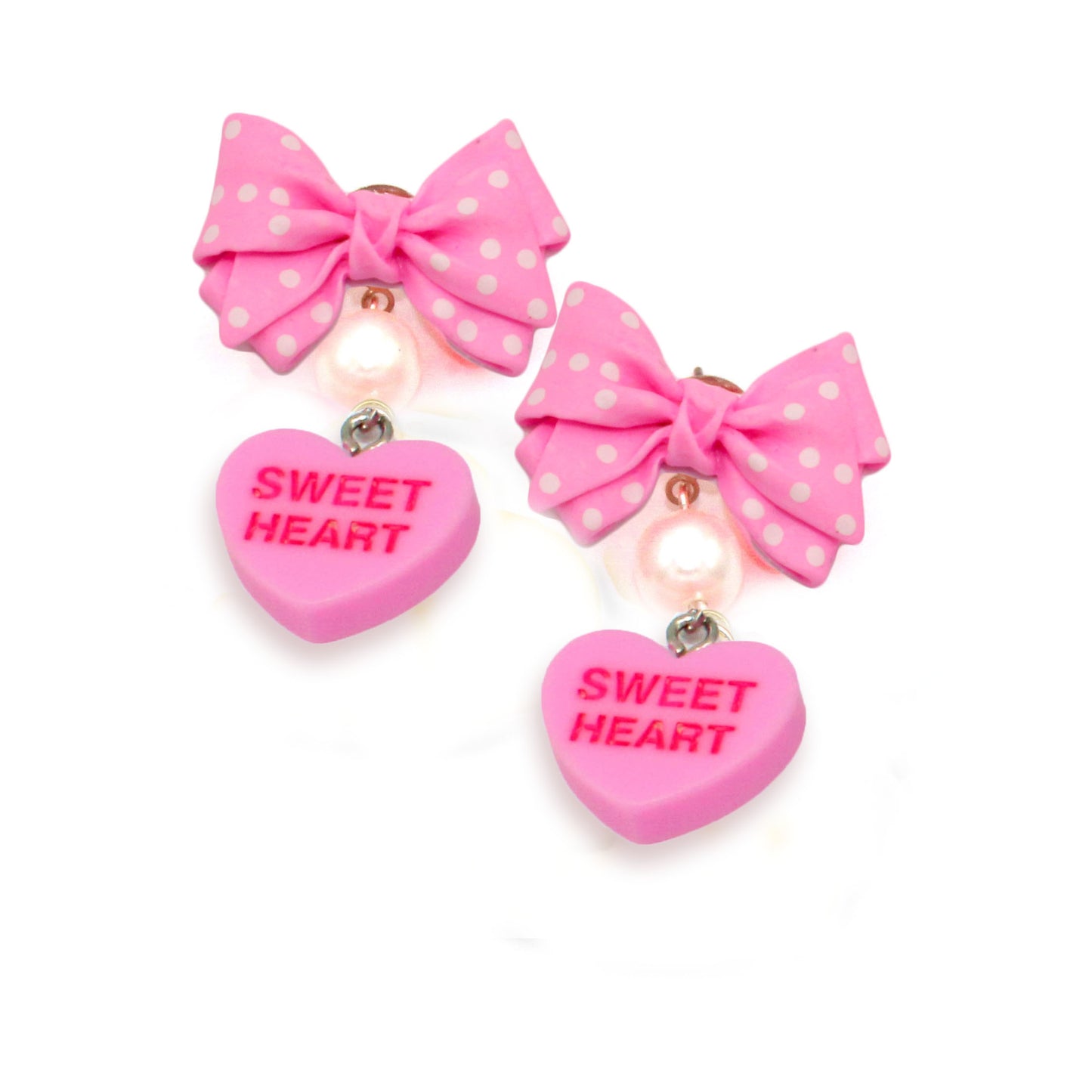 Bow Candy Heart Statement Earrings - Multiple Colors - Handmade in the USA by Fatally Feminine