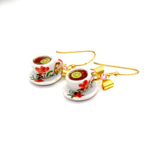 Load image into Gallery viewer, Tiny Teacup Earrings Cup of High Tea Jewelry gift for friend novelty handmade victorian
