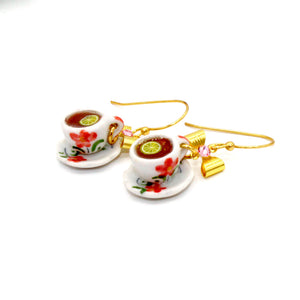 Tiny Teacup Earrings Cup of High Tea Jewelry gift for friend novelty handmade victorian