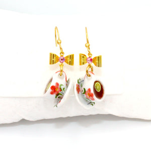 Tiny Teacup Earrings Cup of High Tea Jewelry gift for friend novelty handmade victorian