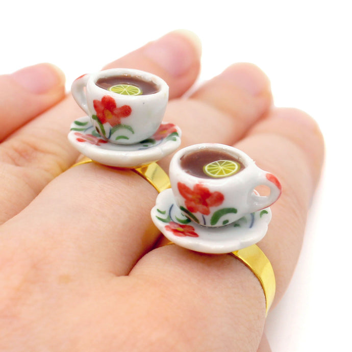 Victorial Revival Ring Teacup Tiny Cup of High Tea Jewelry handmade novelty gift for women