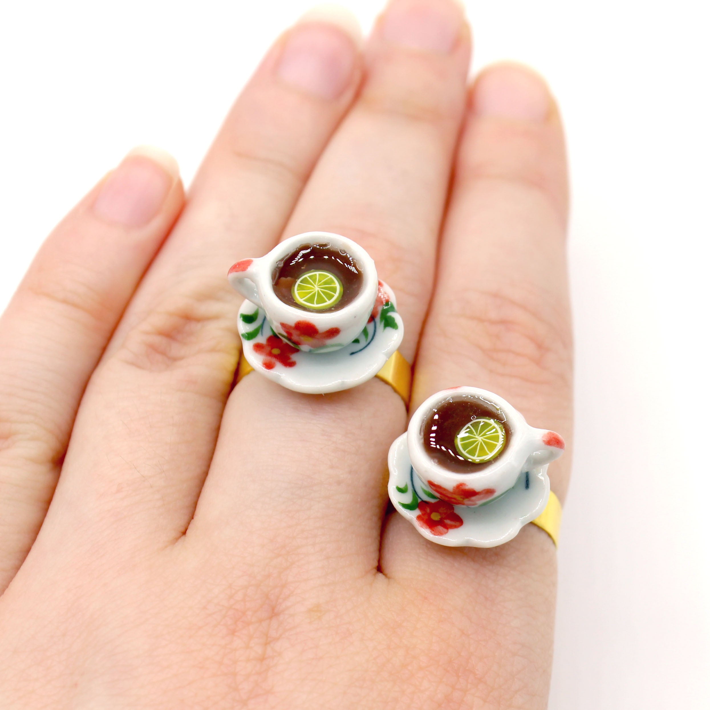 English Tea Rings Victorian Tiny Tea Cup Ring, Gold or Silver, Adjustable - High Tea Col ...