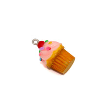 Load image into Gallery viewer, Pink Cupcake Earrings, Rainbow Sprinkle Birthday Cake Charm Earrings
