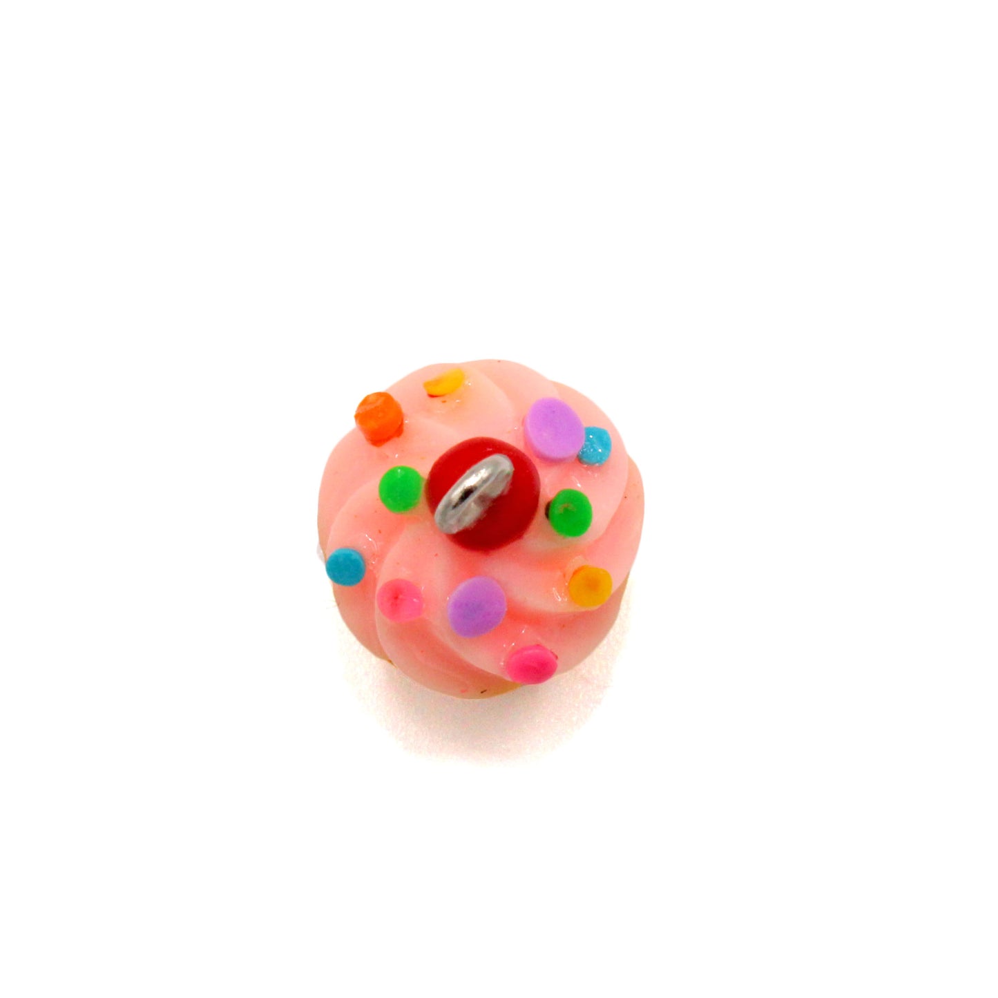 Pink Cupcake Pearl Earrings, Rainbow Sprinkle Birthday Cake Charm Earrings