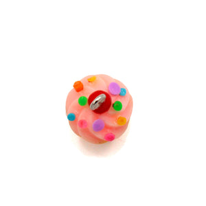 Pink Cupcake Necklace, Rainbow Sprinkle Birthday Cake Charm Necklace