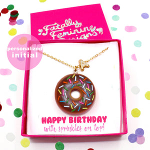 Pink Personalized Donut Necklace Birthday gift for Best Friend Handmade Cute Charm Jewelry for Women