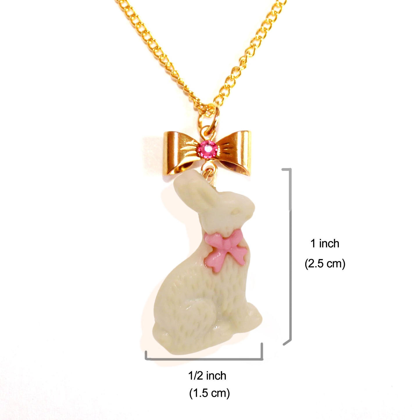 Chocolate Bunny Easter Pendant Necklace, 18" Chain, Handmade by Fatally Feminine