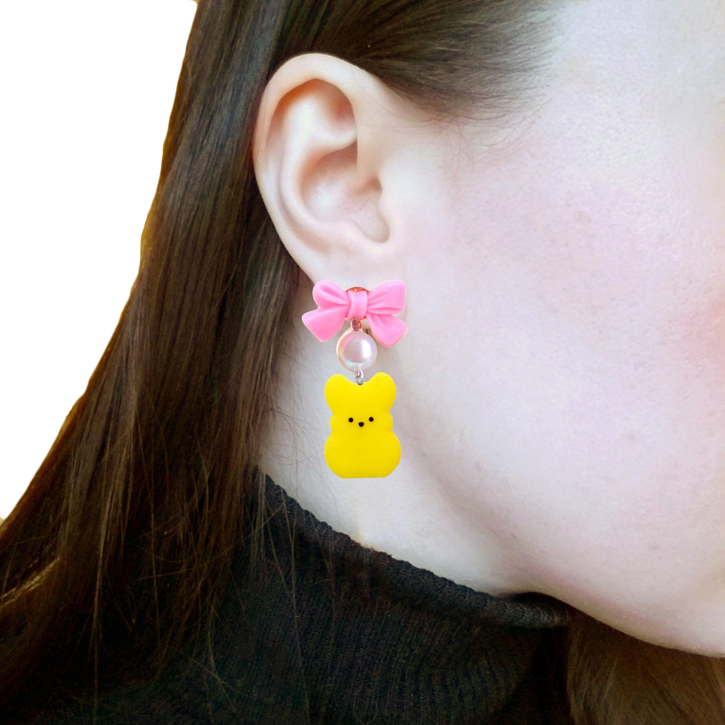 Marshmallow Bunny Charm Earrings, Multiple Colors, Handmade by Fatally Feminine